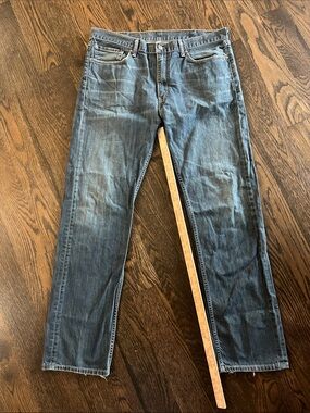 505 38x34 Levi's Straight-Leg Men's Jeans in Washed Blue denim long